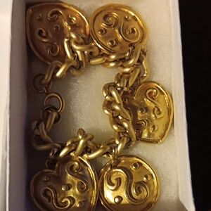 Gold Heart Charm Bracelet